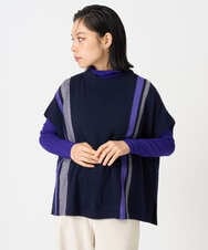 PHFAG13230 GEORGES RECH(小さいサイズ)(メゾン ドゥ サンク) カラーブロックニットポンチョ ネイビー