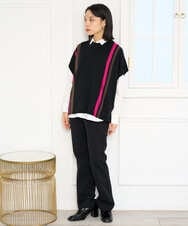 PHFAG13230 GEORGES RECH(小さいサイズ)(メゾン ドゥ サンク) カラーブロックニットポンチョ ネイビー