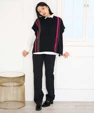 PHFAG13230 GEORGES RECH(小さいサイズ)(メゾン ドゥ サンク) カラーブロックニットポンチョ ネイビー