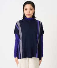 PHFAG13230 GEORGES RECH(小さいサイズ)(メゾン ドゥ サンク) カラーブロックニットポンチョ ネイビー