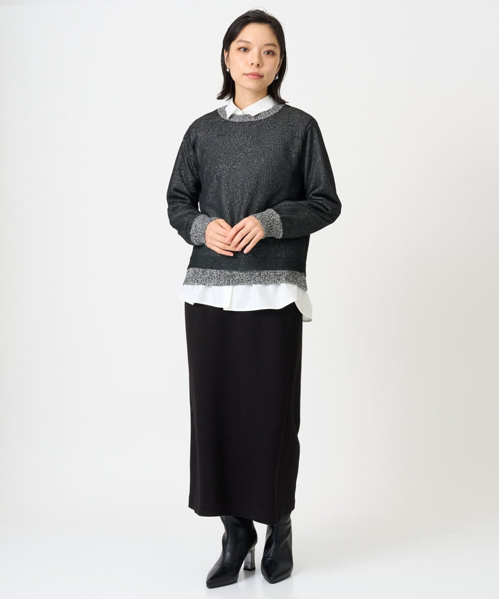 PHFAG16290 GEORGES RECH(小さいサイズ)(メゾン ドゥ サンク) チュールドッキングニットプルオーバー ブラック