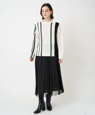 PHFCD59290 GEORGES RECH(小さいサイズ)(メゾン ドゥ サンク) バイカラーストライプケーブルニット ベージュ