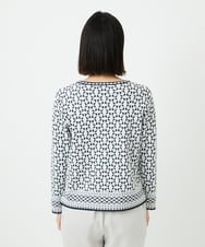 PHFEE26270 GEORGES RECH(小さいサイズ)(メゾン ドゥ サンク)  [日本製]レース柄ジャカードニットプルオーバー ネイビー