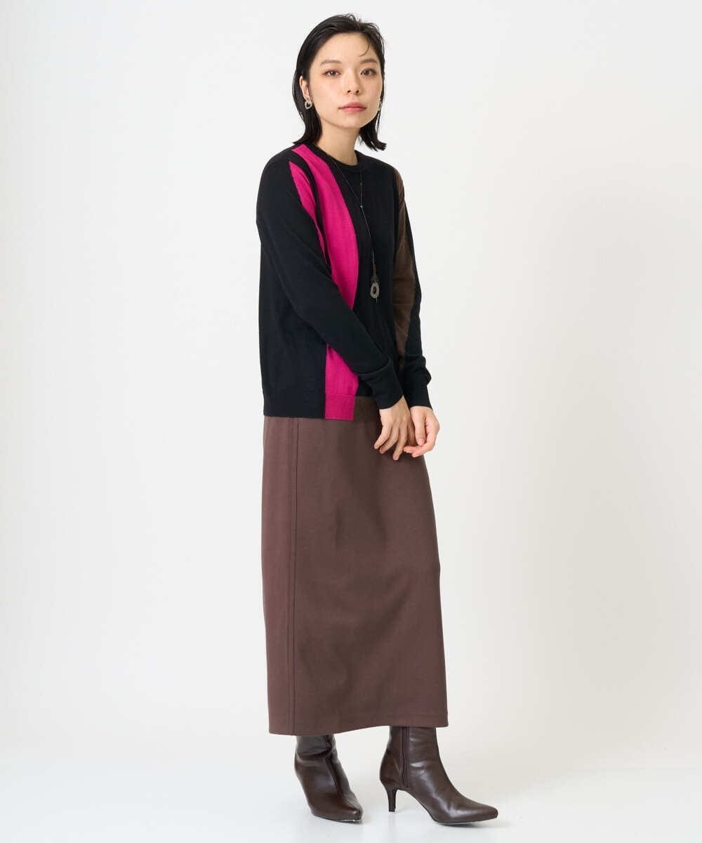 PHHAG11240 GEORGES RECH(小さいサイズ)(メゾン ドゥ サンク)  [セットアップ対応]ストレッチダンボールナロースカート ブラウン