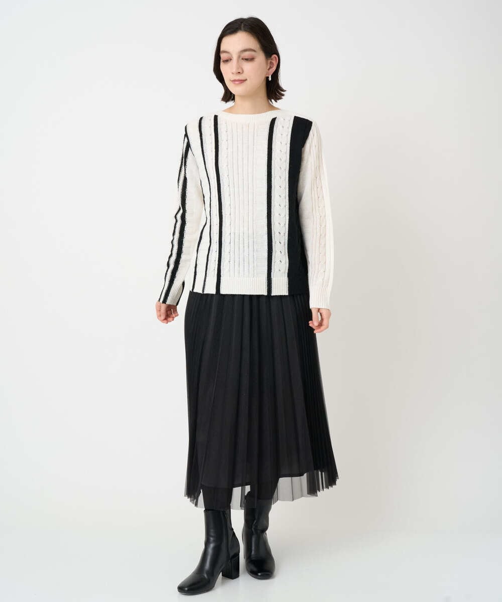 PHHCD65360 GEORGES RECH(小さいサイズ)(メゾン ドゥ サンク)  [日本製]アコーディオンシアープリーツスカート ライトグレー