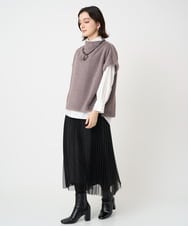 PHHCD65360 GEORGES RECH(小さいサイズ)(メゾン ドゥ サンク)  [日本製]アコーディオンシアープリーツスカート ライトグレー