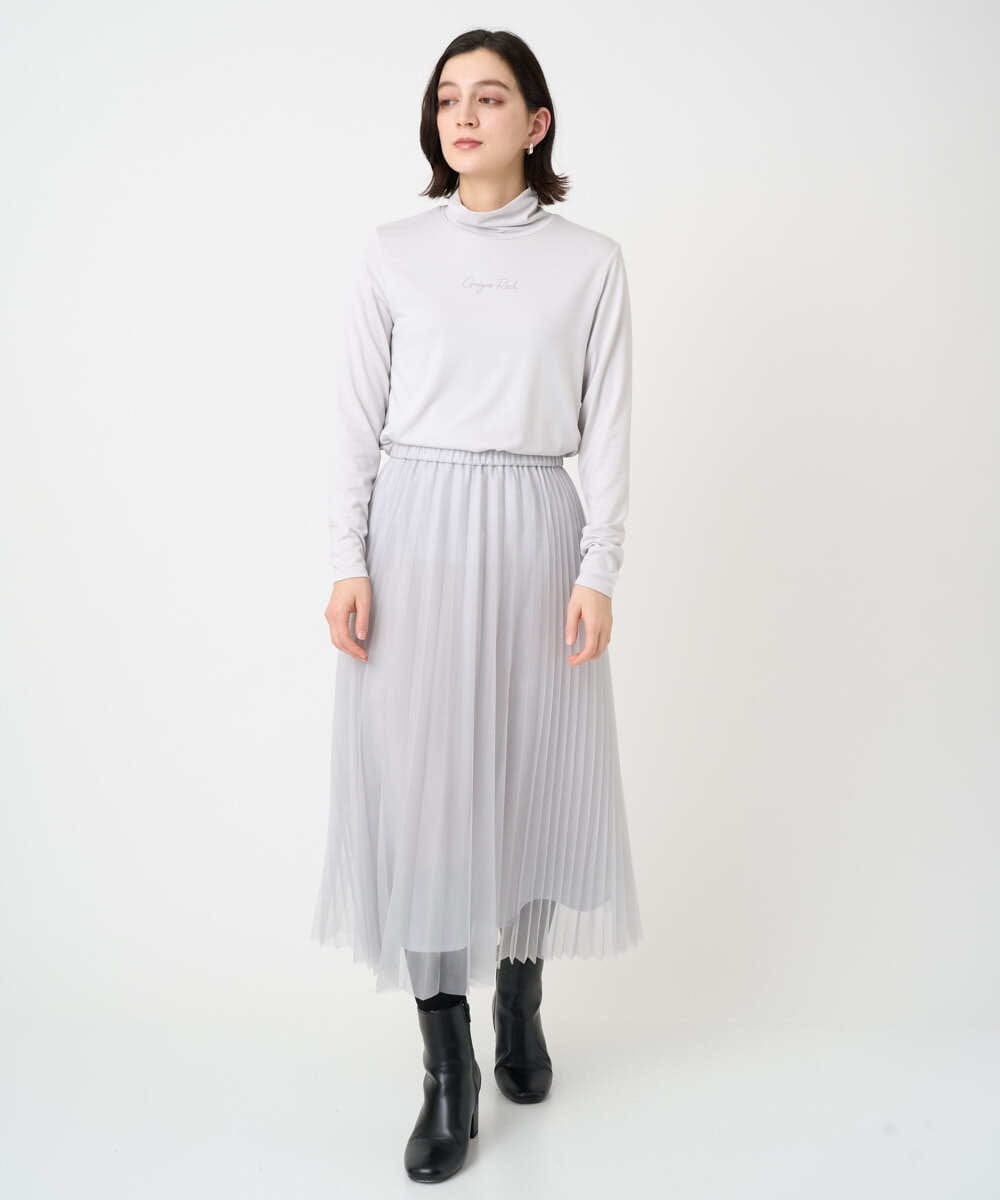 PHHCD65360 GEORGES RECH(小さいサイズ)(メゾン ドゥ サンク)  [日本製]アコーディオンシアープリーツスカート ライトグレー