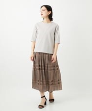 PHHGD14360 GEORGES RECH(小さいサイズ)(メゾン ドゥ サンク)  [日本製/セットアップ対応]ジオメトリックスカーフ柄スカート ベージュ系