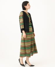 PHHJE15330 GEORGES RECH(小さいサイズ)(メゾン ドゥ サンク)  [日本製]マルチボーダータックイージースカート ベージュ