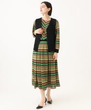 PHHJE15330 GEORGES RECH(小さいサイズ)(メゾン ドゥ サンク)  [日本製]マルチボーダータックイージースカート ベージュ
