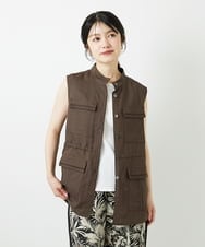 PHJGD30360 GEORGES RECH(小さいサイズ)(メゾン ドゥ サンク) リネン混サファリベスト ブラウン