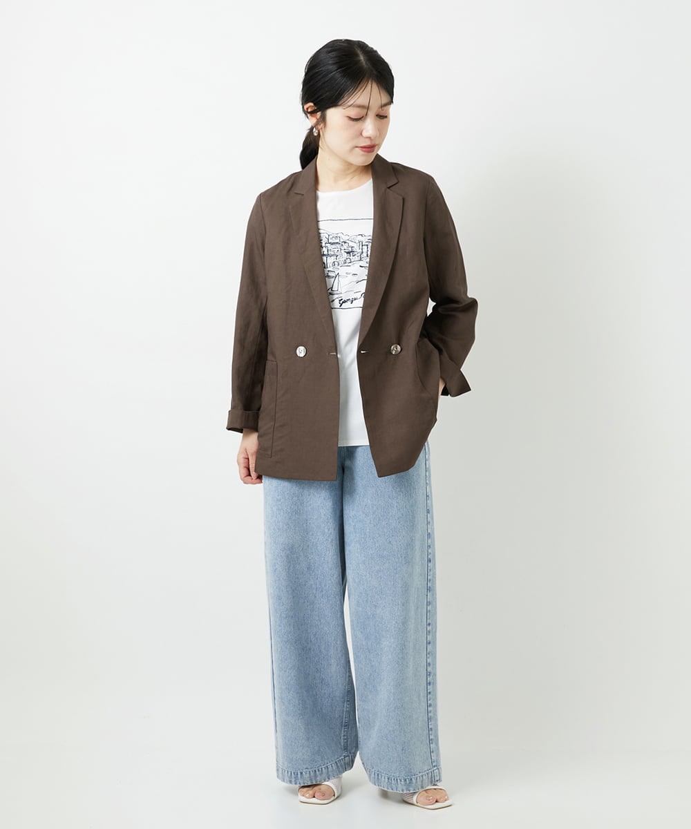 PHJGD31390 GEORGES RECH(小さいサイズ)(メゾン ドゥ サンク)  [セットアップ対応]フレンチリネンテーラードジャケット ベージュ