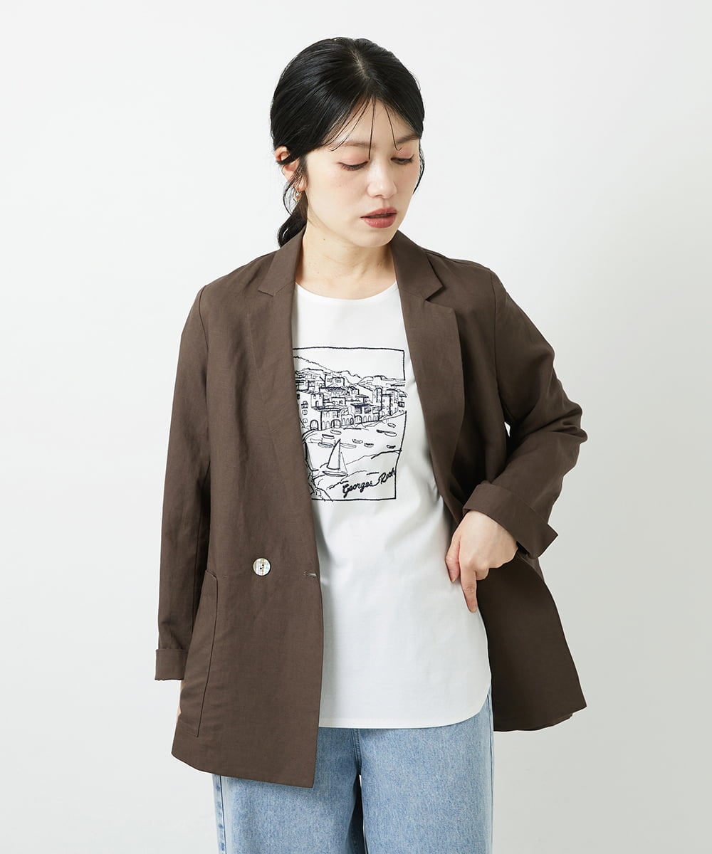 PHJGD31390 GEORGES RECH(小さいサイズ)(メゾン ドゥ サンク)  [セットアップ対応]フレンチリネンテーラードジャケット ベージュ