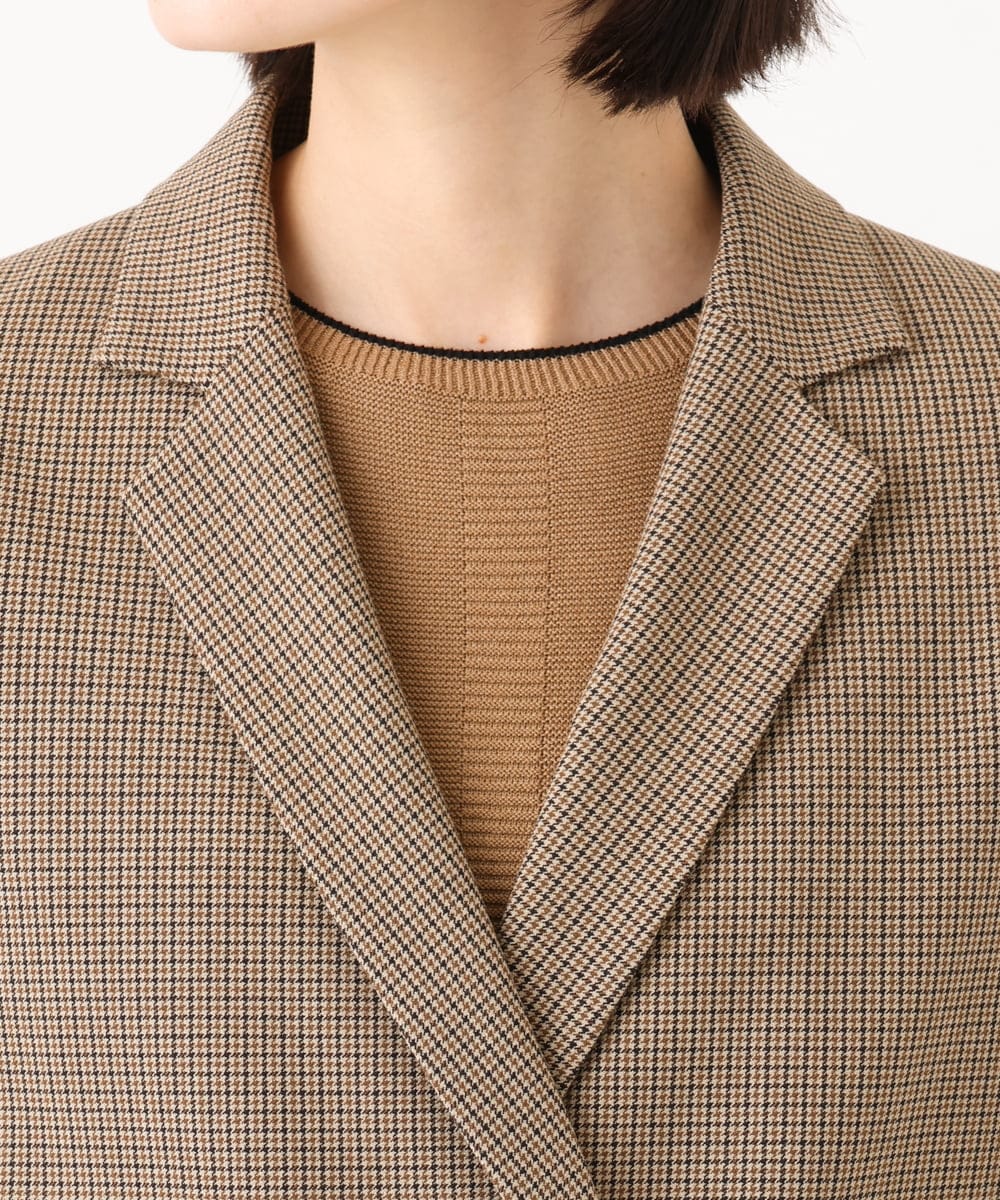 PHJJE18450 GEORGES RECH(小さいサイズ)(メゾン ドゥ サンク)  [セットアップ対応]ガングラブチェックダブルブレストジャケット ベージュ