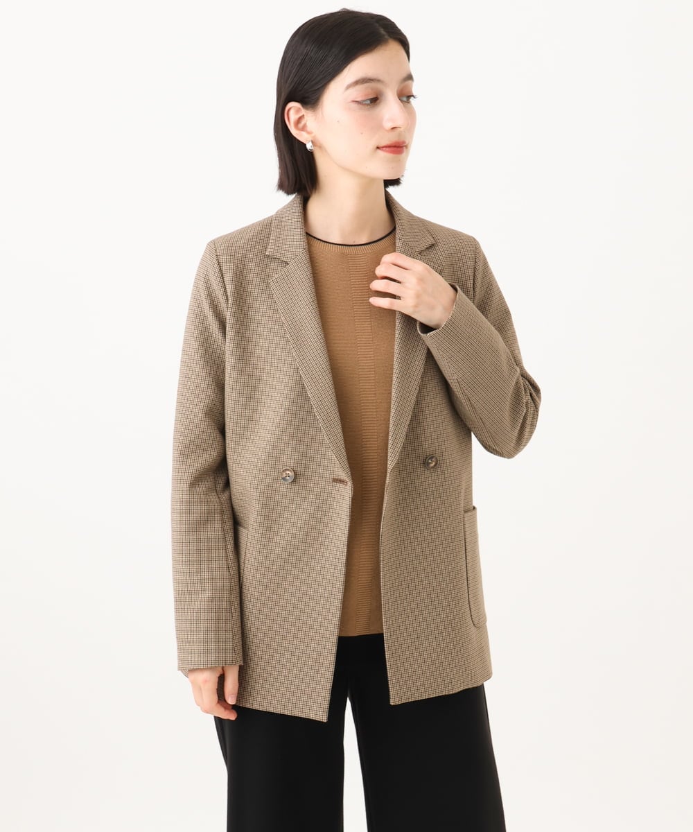 PHJJE18450 GEORGES RECH(小さいサイズ)(メゾン ドゥ サンク)  [セットアップ対応]ガングラブチェックダブルブレストジャケット ベージュ
