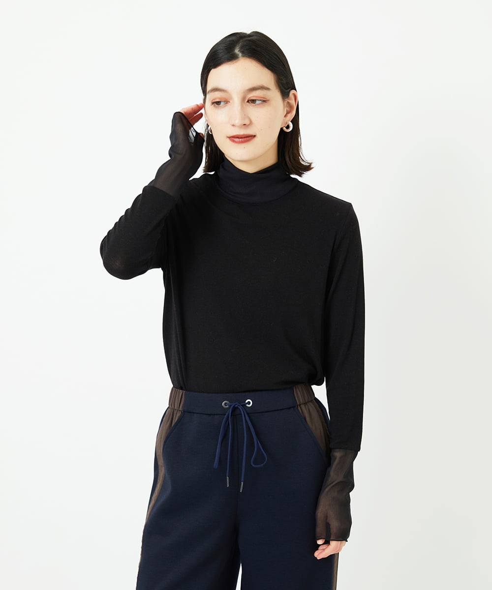 PHKAD12180 GEORGES RECH(小さいサイズ)(メゾン ドゥ サンク) カシミヤハイネックチュールカットソー ブラック