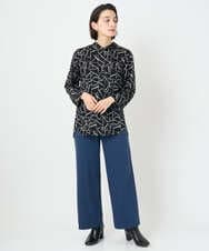 PHKAD22290 GEORGES RECH(小さいサイズ)(メゾン ドゥ サンク)  [日本製]ダブルフェイスミニフード9分袖ロゴカットソー ネイビー