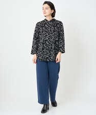 PHKAD22290 GEORGES RECH(小さいサイズ)(メゾン ドゥ サンク)  [日本製]ダブルフェイスミニフード9分袖ロゴカットソー ネイビー