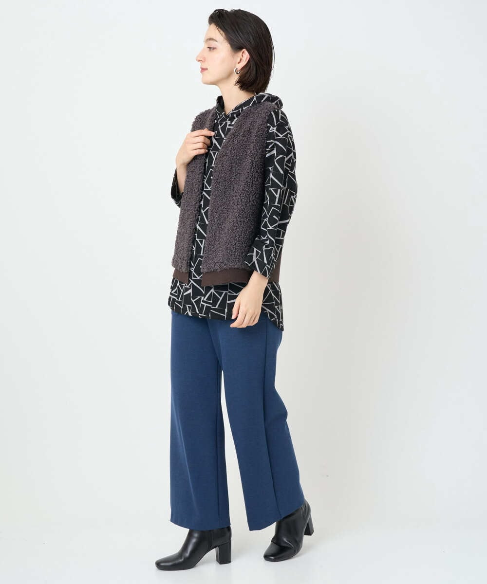 PHKAD22290 GEORGES RECH(小さいサイズ)(メゾン ドゥ サンク)  [日本製]ダブルフェイスミニフード9分袖ロゴカットソー ネイビー