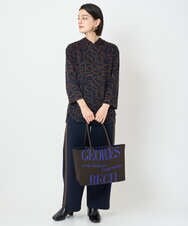 PHKAD22290 GEORGES RECH(小さいサイズ)(メゾン ドゥ サンク)  [日本製]ダブルフェイスミニフード9分袖ロゴカットソー ネイビー