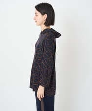 PHKAD22290 GEORGES RECH(小さいサイズ)(メゾン ドゥ サンク)  [日本製]ダブルフェイスミニフード9分袖ロゴカットソー ネイビー