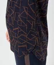 PHKAD22290 GEORGES RECH(小さいサイズ)(メゾン ドゥ サンク)  [日本製]ダブルフェイスミニフード9分袖ロゴカットソー ネイビー