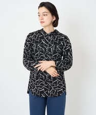 PHKAD22290 GEORGES RECH(小さいサイズ)(メゾン ドゥ サンク)  [日本製]ダブルフェイスミニフード9分袖ロゴカットソー ブラック