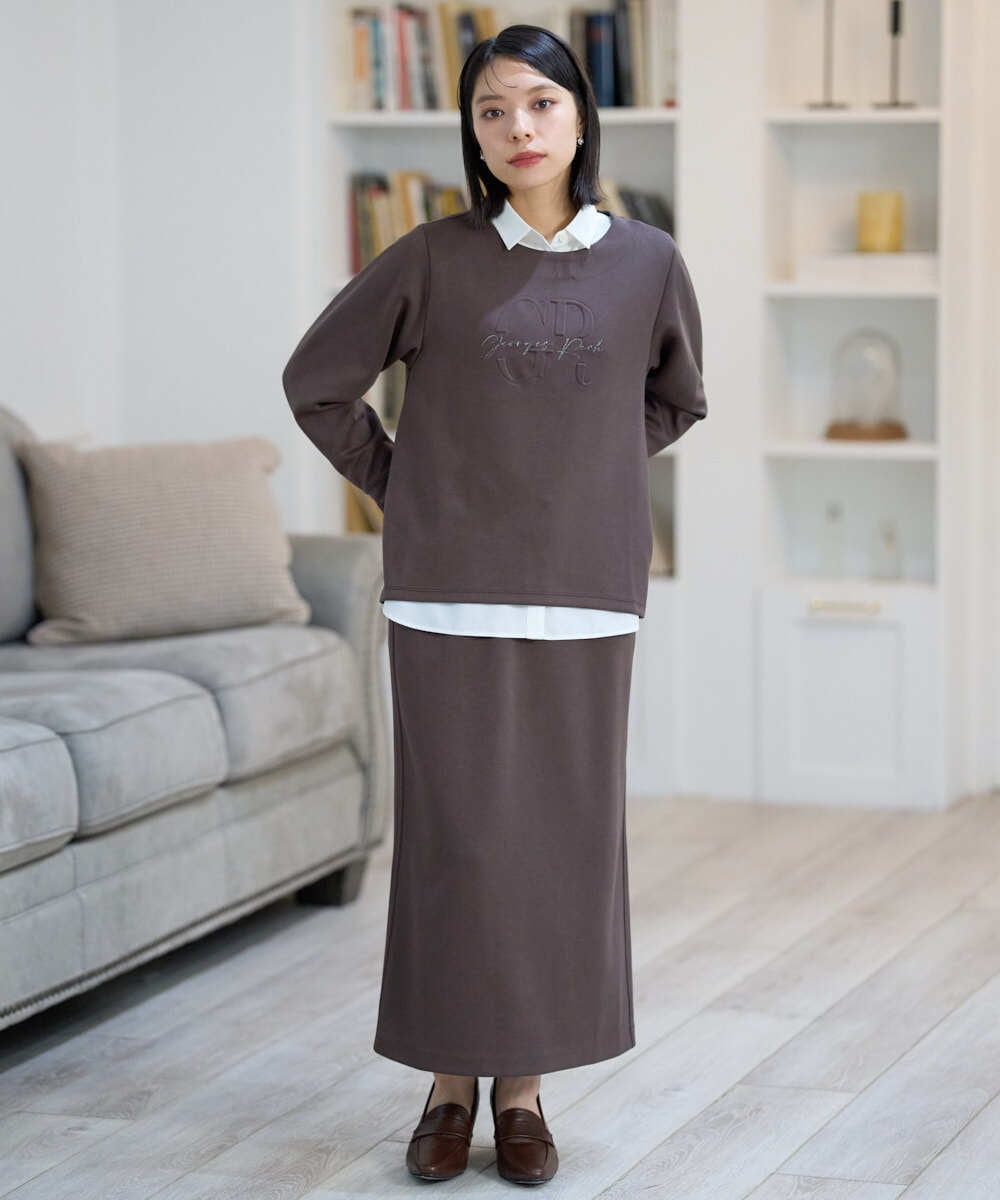 PHKAG11240 GEORGES RECH(小さいサイズ)(メゾン ドゥ サンク)  [セットアップ対応]ストレッチダンボールロゴプルオーバー ブラウン