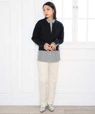 PHKAG24270 GEORGES RECH(小さいサイズ)(メゾン ドゥ サンク) ストライプシャツレイヤード風プルオーバー アイボリー