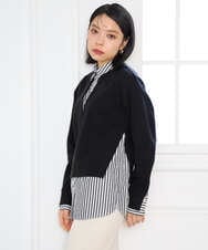 PHKAG24270 GEORGES RECH(小さいサイズ)(メゾン ドゥ サンク) ストライプシャツレイヤード風プルオーバー アイボリー