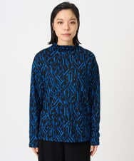 PHKAG33230 GEORGES RECH(小さいサイズ)(メゾン ドゥ サンク)  [日本製]ダブルフェイスボトルネックロゴカットソー ブルー