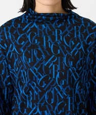 PHKAG33230 GEORGES RECH(小さいサイズ)(メゾン ドゥ サンク)  [日本製]ダブルフェイスボトルネックロゴカットソー ブルー