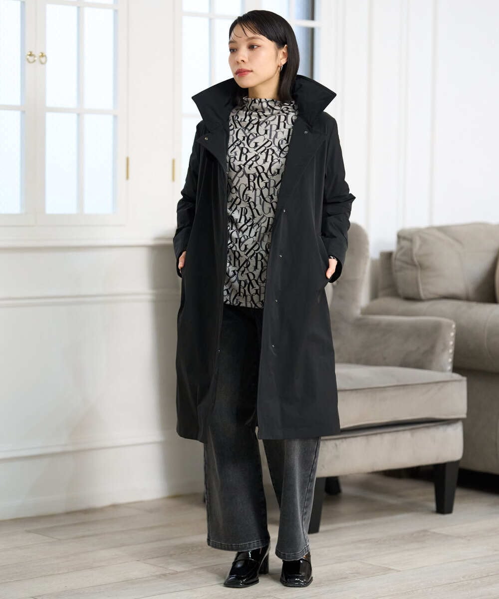PHKAG33230 GEORGES RECH(小さいサイズ)(メゾン ドゥ サンク)  [日本製]ダブルフェイスボトルネックロゴカットソー ブルー