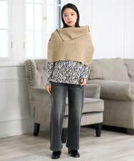 PHKAG33230 GEORGES RECH(小さいサイズ)(メゾン ドゥ サンク)  [日本製]ダブルフェイスボトルネックロゴカットソー ブルー