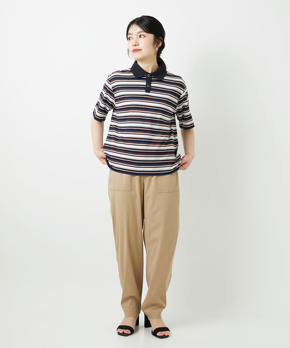 PHKGD25230 GEORGES RECH(小さいサイズ)(メゾン ドゥ サンク) マルチボーダーポロシャツ ネイビー