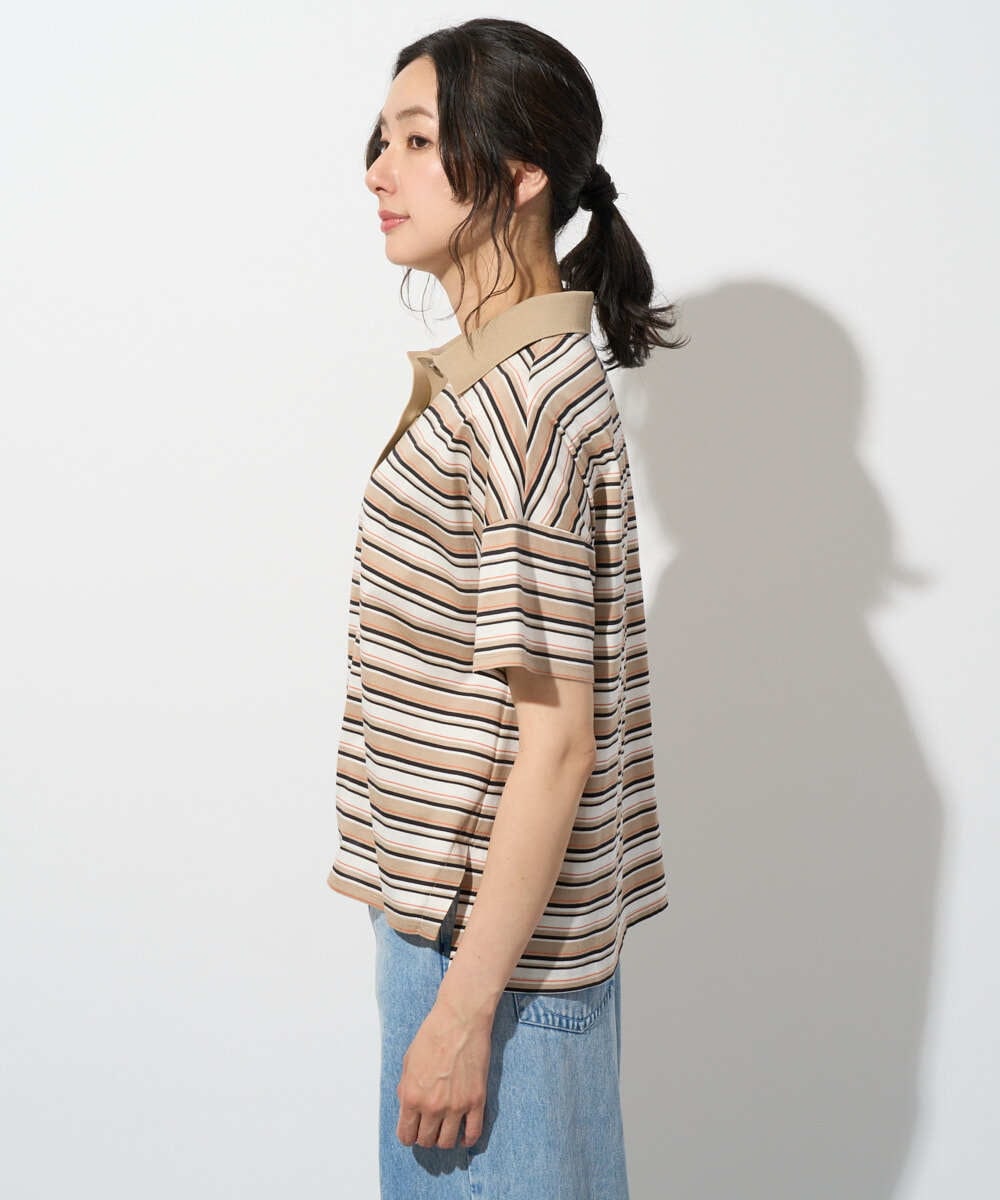 PHKGD25230 GEORGES RECH(小さいサイズ)(メゾン ドゥ サンク) マルチボーダーポロシャツ ベージュ
