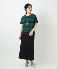 PHKGD38180 GEORGES RECH(小さいサイズ)(メゾン ドゥ サンク) [接触冷感]ドライコットンシアーボーダーカットソー ホワイト