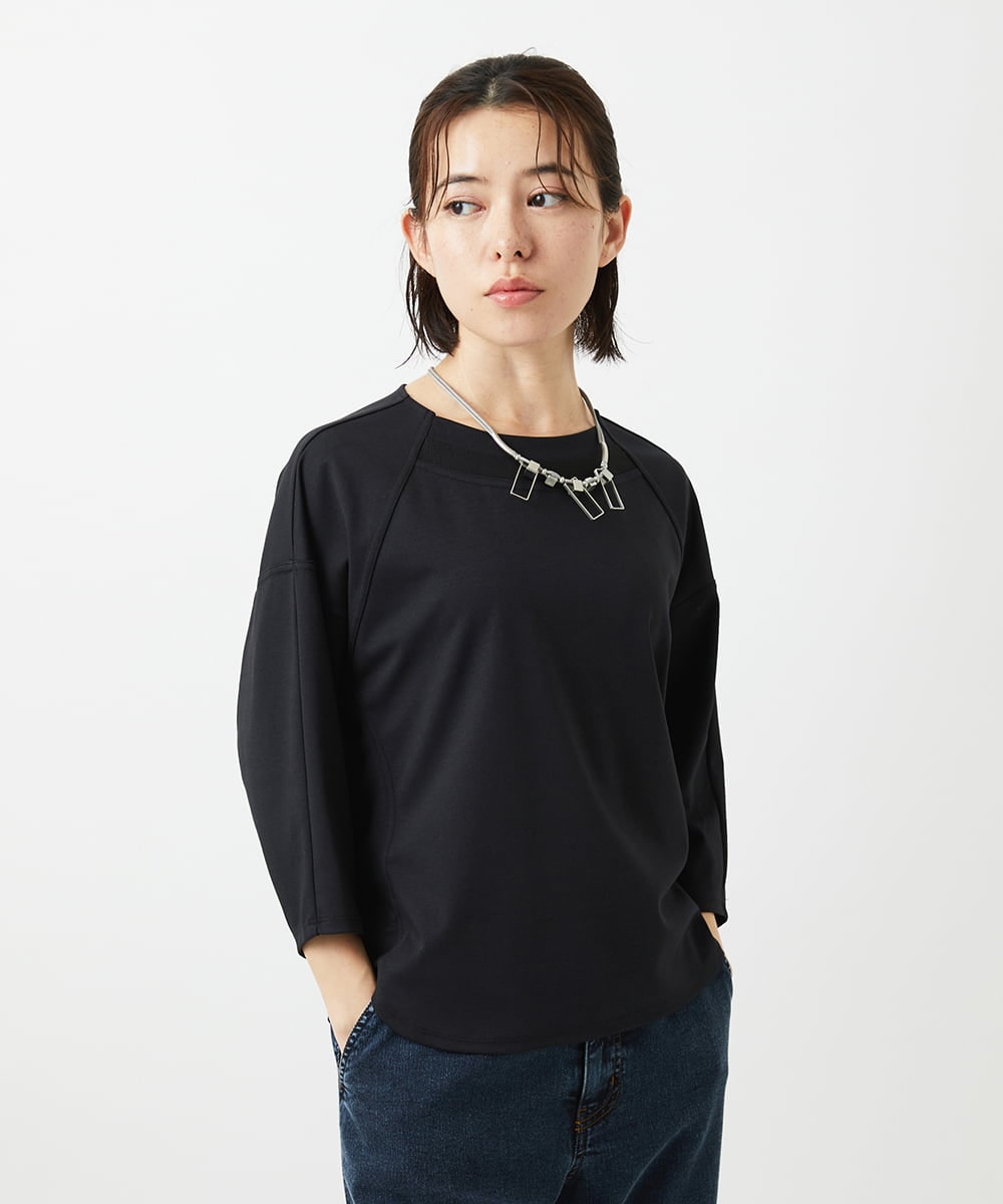 PHKGE41230 GEORGES RECH(小さいサイズ)(メゾン ドゥ サンク) ドルマンスリーブシアーポンチカットソー ブラック