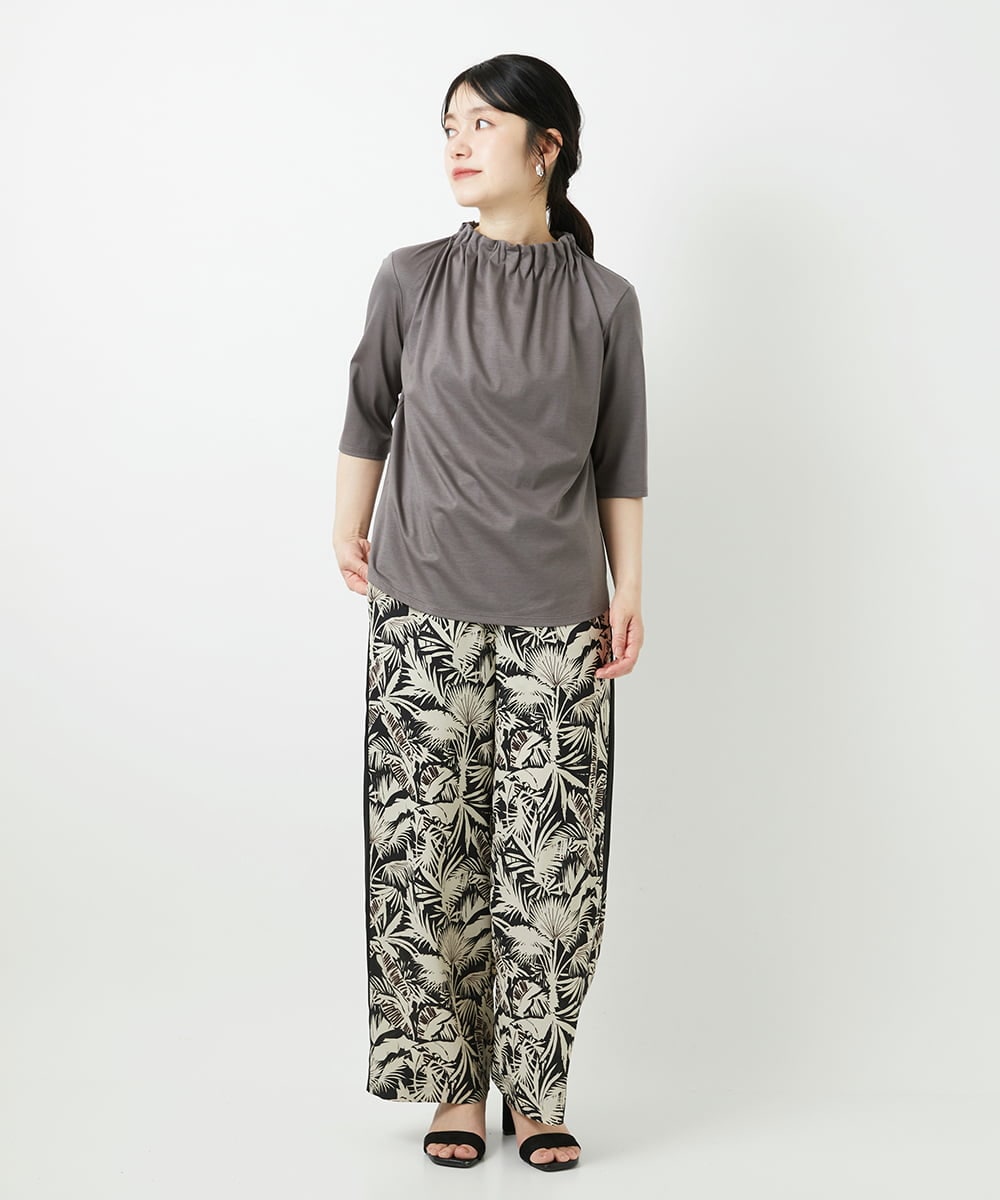 PHKGF29180 GEORGES RECH(小さいサイズ)(メゾン ドゥ サンク) タックフリルボトルネック5分袖カットソー ベージュ