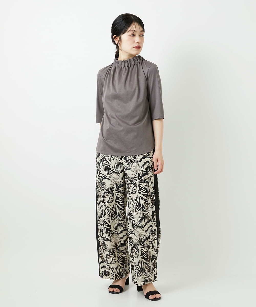 PHKGF29180 GEORGES RECH(小さいサイズ)(メゾン ドゥ サンク) タックフリルボトルネック5分袖カットソー ベージュ
