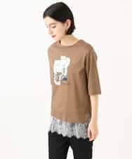 PHKJF10170 GEORGES RECH(小さいサイズ)(メゾン ドゥ サンク) [接触冷感]グラフィックプリントカットソー ベージュ