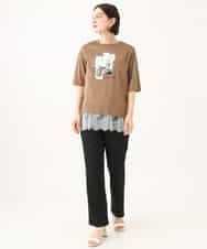 PHKJF10170 GEORGES RECH(小さいサイズ)(メゾン ドゥ サンク) [接触冷感]グラフィックプリントカットソー ベージュ
