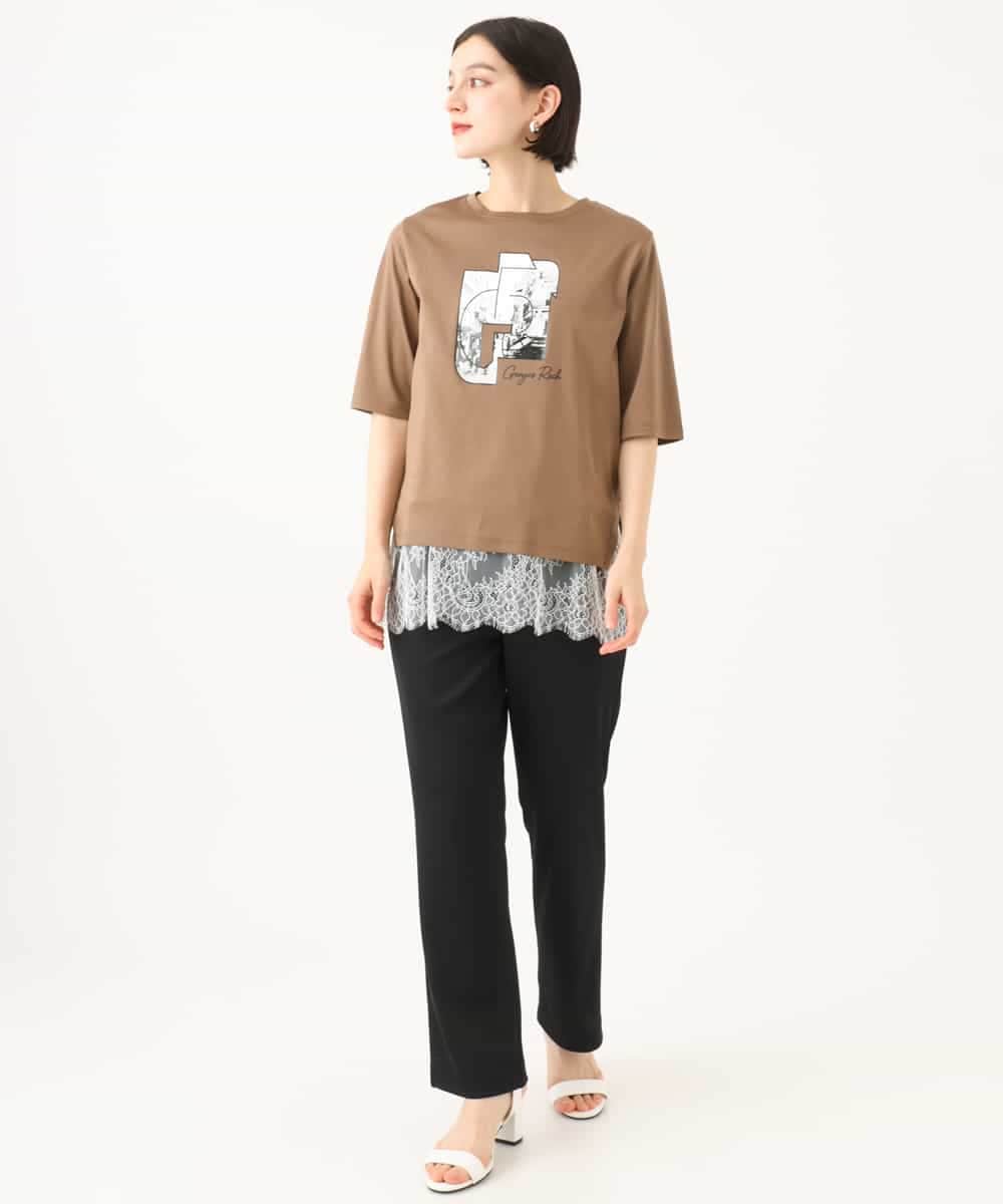 PHKJF10170 GEORGES RECH(小さいサイズ)(メゾン ドゥ サンク) [接触冷感]グラフィックプリントカットソー ベージュ