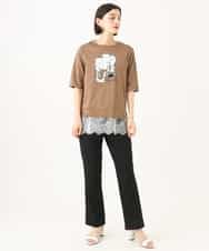 PHKJF10170 GEORGES RECH(小さいサイズ)(メゾン ドゥ サンク) [接触冷感]グラフィックプリントカットソー ベージュ