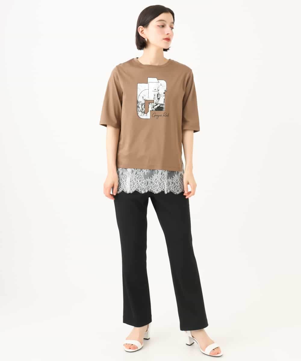PHKJF10170 GEORGES RECH(小さいサイズ)(メゾン ドゥ サンク) [接触冷感]グラフィックプリントカットソー ベージュ