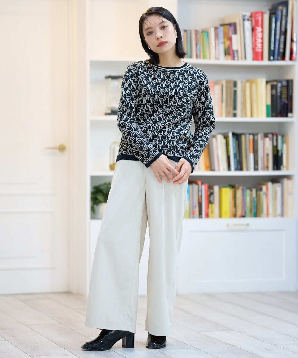 PHLAG12250 GEORGES RECH(小さいサイズ)(メゾン ドゥ サンク) トリコットコーデュロイワイドパンツ アイボリー