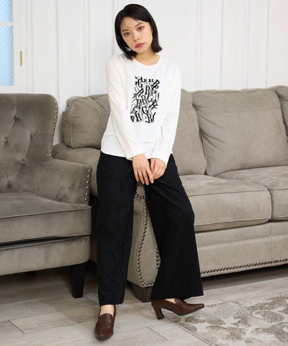 PHLAG12250 GEORGES RECH(小さいサイズ)(メゾン ドゥ サンク) トリコットコーデュロイワイドパンツ アイボリー