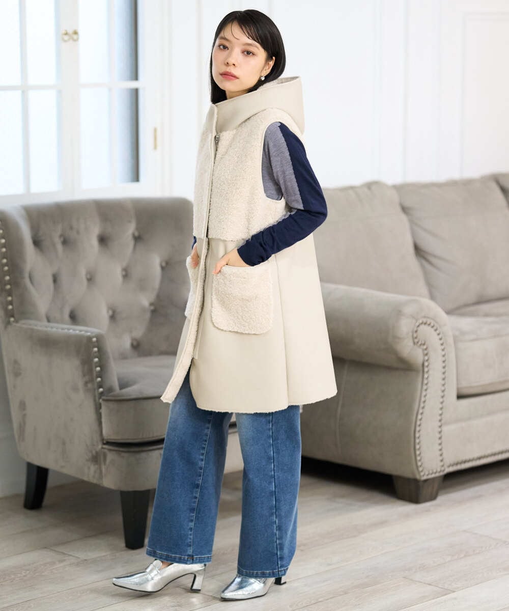 PHLAG34290 GEORGES RECH(小さいサイズ)(メゾン ドゥ サンク) 裏起毛ストレッチデニムパンツ ネイビー