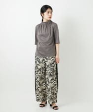 PHLGD32330 GEORGES RECH(小さいサイズ)(メゾン ドゥ サンク) リーフプリントイージーワイドパンツ ブラック系