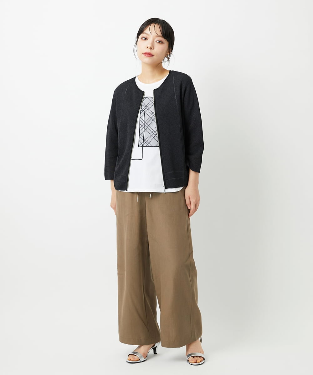 PHLHE70230 GEORGES RECH(小さいサイズ)(メゾン ドゥ サンク) リネン混リラックスワイドパンツ ベージュ